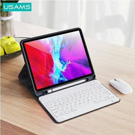 Etui APPLE IPAD AIR 10.9 2020 USAMS Winro Keyboard biała klawiatura (IP109YRU03) fioletowe