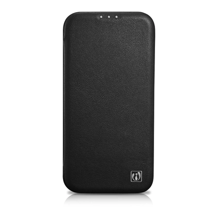 iCarer CE Premium Leather Folio Case skórzane etui iPhone 14 Plus z klapką magnetyczne MagSafe czarny (WMI14220715-BK)