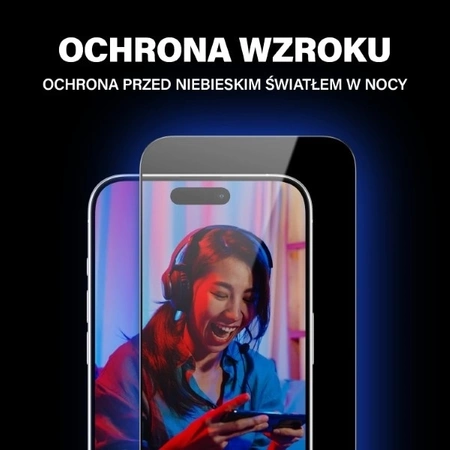 Szkło hartowane PanzerGlass Ultra-Wide Fit z filtrem odblasków i niebieskiego światła z pozycjonerem na iPhone 15 Pro Max