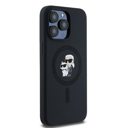 Oryginalne Etui KARL LAGERFELD hardcase Silicone Karl & Choupette Ring MagSafe KLHMP15XSCMKCRHK do Iphone 15 Pro Max czarny