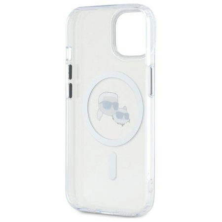 Oryginalne Etui IPHONE 14 Karl Lagerfeld Hardcase IML Metal Karl&Choupette Head MagSafe (KLHMP14SHLSKCH) białe