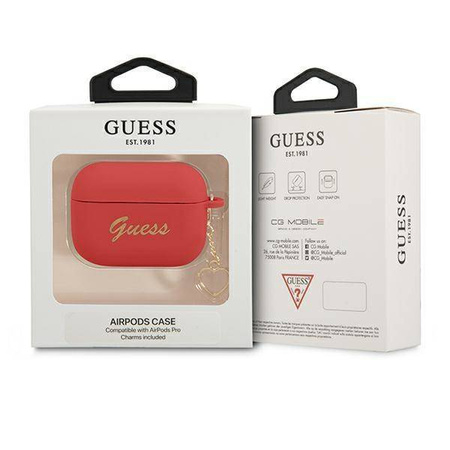Original Handyhülle APPLE AIRPODS PRO Guess Silicone Charm Heart Collection (GUAPLSCHSR) rot
