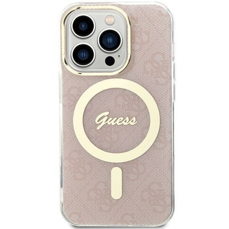 Oryginalne Etui GUESS hardcase IML 4G MagSafe GUHMP15LH4STP do Iphone 15 Pro różowy