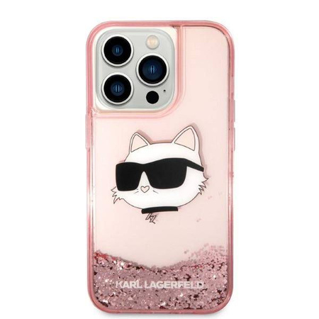 Karl Lagerfeld Liquid Glitter NFT Choupette Head - Etui iPhone 14 Pro (różowy)