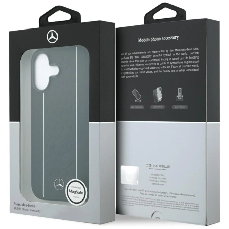 Mercedes Leder Star Pattern Stripes MagSafe Hülle für iPhone 17 - Schwarz