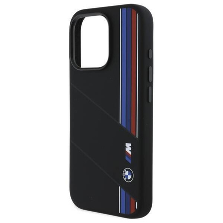 Original Case IPHONE 16 PRO BMW Hardcase Silicone Cut Tricolor Lines MagSafe (BMHMP16L23SCUK) black
