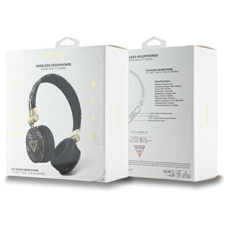 Oryginalne Słuchawki Nauszne Bluetooth ENC GUESS 4G Triangle Round Shape GUBH70E4PTMK czarne