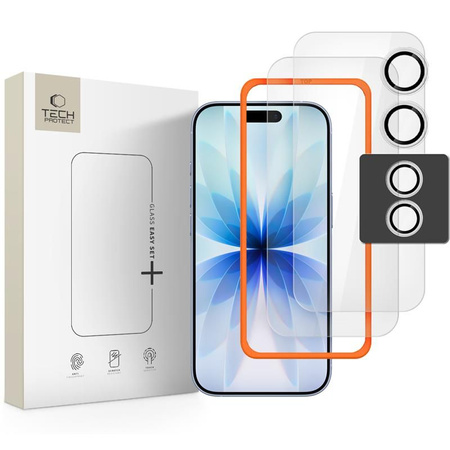 SZKŁO HARTOWANE TECH-PROTECT EASY SET+ 3-PACK IPHONE 17 CLEAR