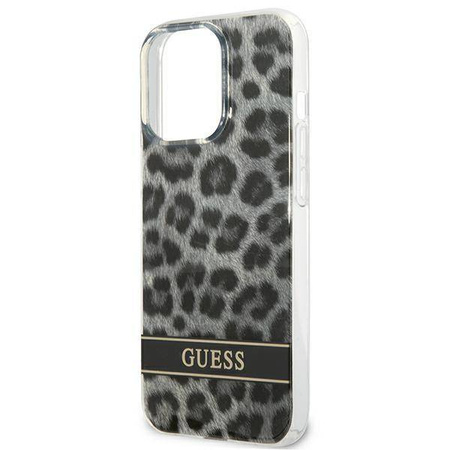 Schutzhülle IPHONE 13 PRO Guess Hardcase Leopard (GUHCP13LHSLEOK) grau