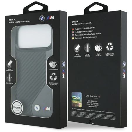 Etui BMW M Carbon Logo MagSafe na iPhone 17 Pro Max - grafitowe