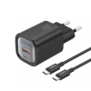 FONENG Netz-Ladegerät EU71 PD 30W 1xUSB-C + 1xUSB QC3.0 + kabel USB-C - USB-C schwarz