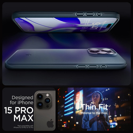 Spigen Thin Fit, Metallschiefer – iPhone 15 Pro Max