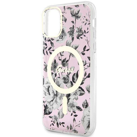 Guess GUHMN61HCFWSP iPhone 11 / Xr 6,1" rosa/rosa Hardcase Flower MagSafe