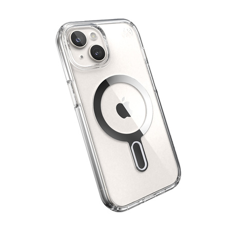 Speck Presidio Perfect-Clear ClickLock & Magsafe - Etui iPhone 15 / iPhone 14 / iPhone 13 (Clear / Chrome Finish / Serene Silver)