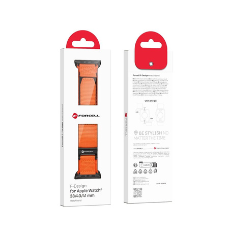FORCELL F-DESIGN FA05 pasek nylonowy do APPLE Watch 38 / 40 / 41 mm pomarańczowy