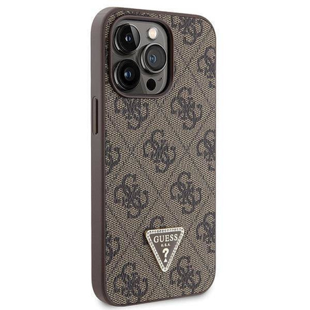 Original Handyhülle IPHONE 13 PRO Guess Hardcase Crossbody 4G Metal Logo (GUHCP13LP4TDSCPW) braun