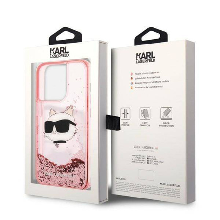 Karl Lagerfeld Liquid Glitter NFT Choupette Head - Etui iPhone 14 Pro (różowy)