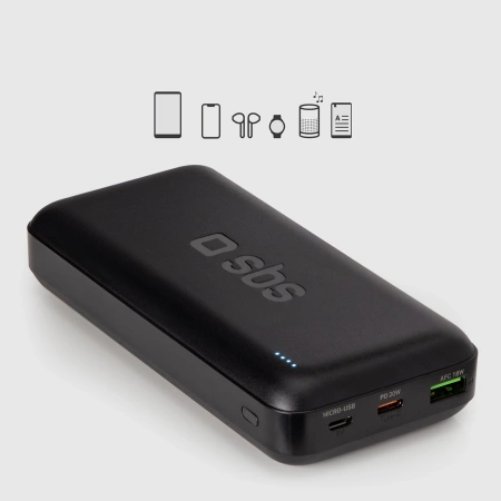 Powerbank SBS TTBB20000PD20K 20000 mAh 20W PD USB-C, USB-A, Micro-USB - black