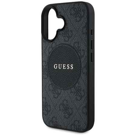 Oryginalne Etui IPHONE 16 Guess 4G Circle Classic Logo MagSafe czarne