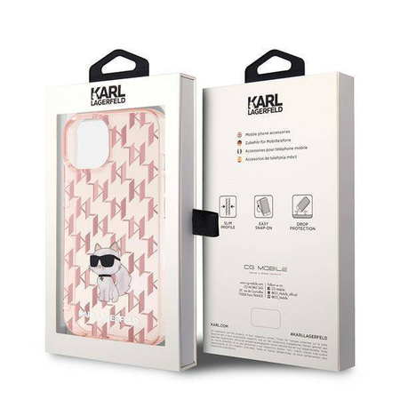 Karl Lagerfeld nakładka do iPhone 15 6,1" KLHCP15SHNCMKLP różowe HC IML C Monogram