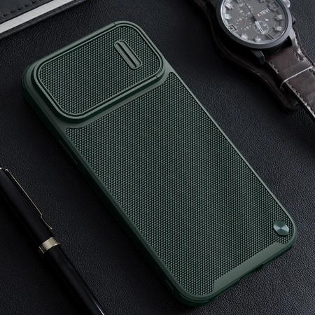 Nillkin Textured S Case iPhone 14 Pro Max Panzerhülle mit Kameraabdeckung dunkelgrün