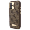 Original Case IPHONE 16 Guess Hardcase 4G Logo Plate MagSafe (GUHMP16SU4GPRW) brown