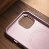 iCarer Litchi Premium Leather Case skórzane etui iPhone 14 Plus magnetyczne z MagSafe różowy (WMI14220711-PK)