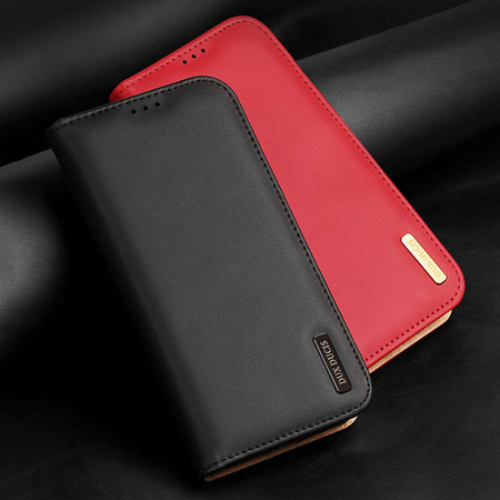 Dux Ducis Hivo skórzane etui z klapką pokrowiec ze skóry naturalnej portfel na karty i dokumenty Samsung Galaxy S22+ (S22 Plus) niebieski