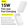 Baseus Bipow powerbank with display 30000mAh 15W white (Overseas Edition) + USB-A - Micro USB cable 0.25m white (PPBD050202)