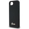 Guess Silikon Script Metal Logo MagSafe iPhone 16e Hülle - Schwarz