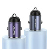 Ładowarka Samochodowa 30W PD USB-C + USB Fas Charge Z Wbudowaym Pierścieniem USAMS C38 CC206CC01 (US-CC206) fioletowa