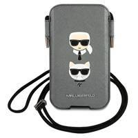 Karl Lagerfeld Handtasche KLHCP12MOPHKCG 6,1 "grau / graues Hardcase Saffiano Ikonik Karl & Choupette Head