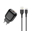 JELLICO ładowarka sieciowa C32 18W 1xUSB QC3.0 + kabel USB-C Czarny