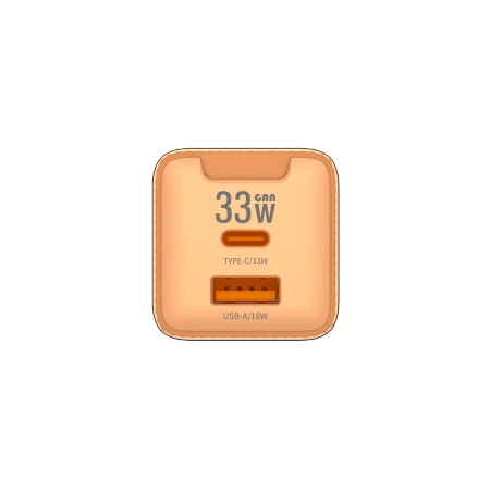 JELLICO Netz-Ladegerät EU55 GaN PD 33W 1xUSB-C + 1xUSB QC3.0 orange