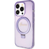 Guess Ring Stand Script Glitter MagSafe-Hülle für iPhone 15 Pro Max – Lila