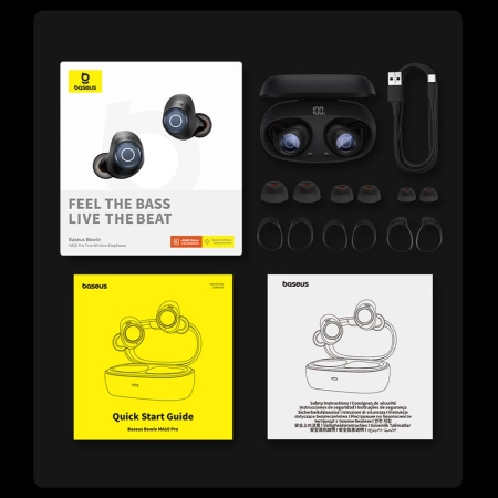 Baseus Bowie MA20 Pro TWS kabellose Kopfhörer mit ANC und IPX6 – Schwarz