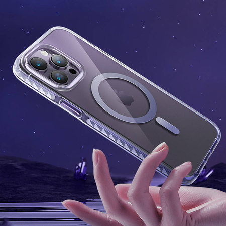 Kingxbar PQY Ice Crystal Series Magnethülle für iPhone 14 MagSafe grau