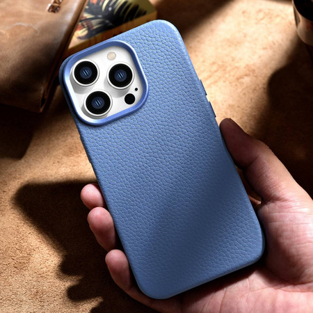 iCarer Case Leather genuine leather case for iPhone 14 Pro hellblau (WMI14220710-LB) (MagSafe compatible)