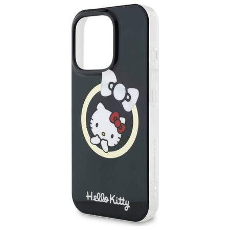 Original Handyhülle IPHONE 16 PRO Hello Kitty Hardcase IML Fun Bow MagSafe (HKHMP16LHFLBK) schwarz