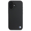 Original Handyhülle IPHONE 16 BMW Hardcase Signature Leather Diamond Metal Logo MagSafe (BMHMP16S23RDDK) schwarz