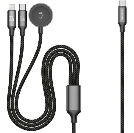 JELLICO kabel B25 3w1 (Apple Watch) 3.1A 1.2M Czarny