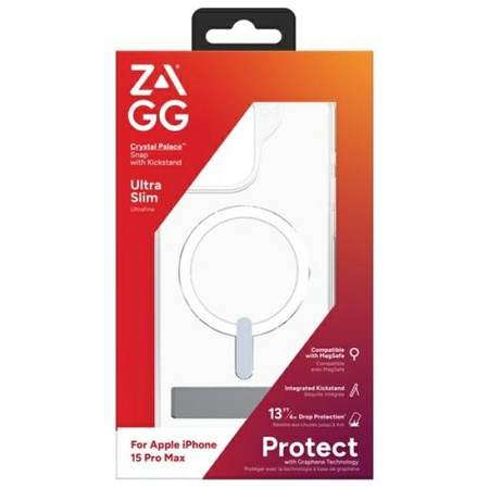Etui ZAGG Crystal Palace Snap Kickstand   MagSafe do iPhone 15 Pro Max przezroczysty/clear