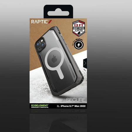 Raptic X-Doria Secure Case für iPhone 14 Plus mit gepanzerter MagSafe-Hülle schwarz