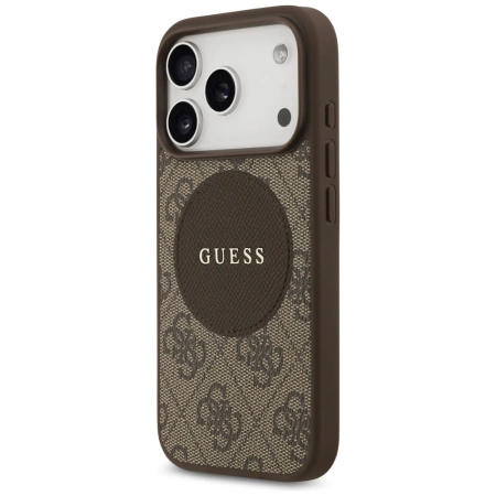 Etui Guess 4G Circle Classic Logo MagSafe na iPhone 17 Pro - brązowe