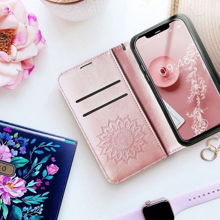 Kabura MEZZO Book do SAMSUNG A52 5G / A52 LTE ( 4G ) / A52s 5G mandala złoty róż