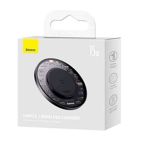 ŁAD INDUKCYJNA BASEUS SIMPLE 2 15W Z KABLEM USB-C/USB-C BLACK