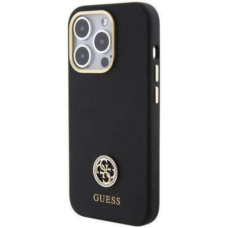 Original Case APPLE IPHONE 15 PRO Guess Hardcase Silicone Logo Strass 4G (GUHCP15LM4DGPK) black