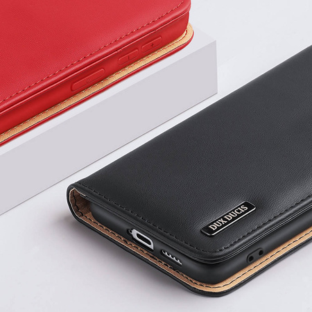 Dux Ducis Hivo skórzane etui z klapką pokrowiec ze skóry naturalnej portfel na karty i dokumenty Samsung Galaxy S22+ (S22 Plus) niebieski