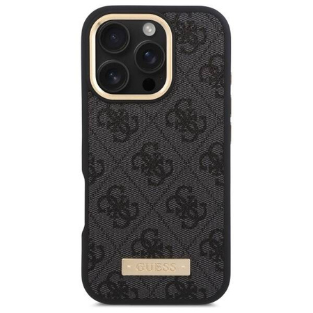Original Case IPHONE 16 PRO Guess Hardcase 4G Logo Plate MagSafe (GUHMP16LU4GPRK) black