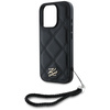 Original Handyhülle IPHONE 16 PRO MAX Karl Lagerfeld Quilted Initial Logo & Chain Strap schwarz